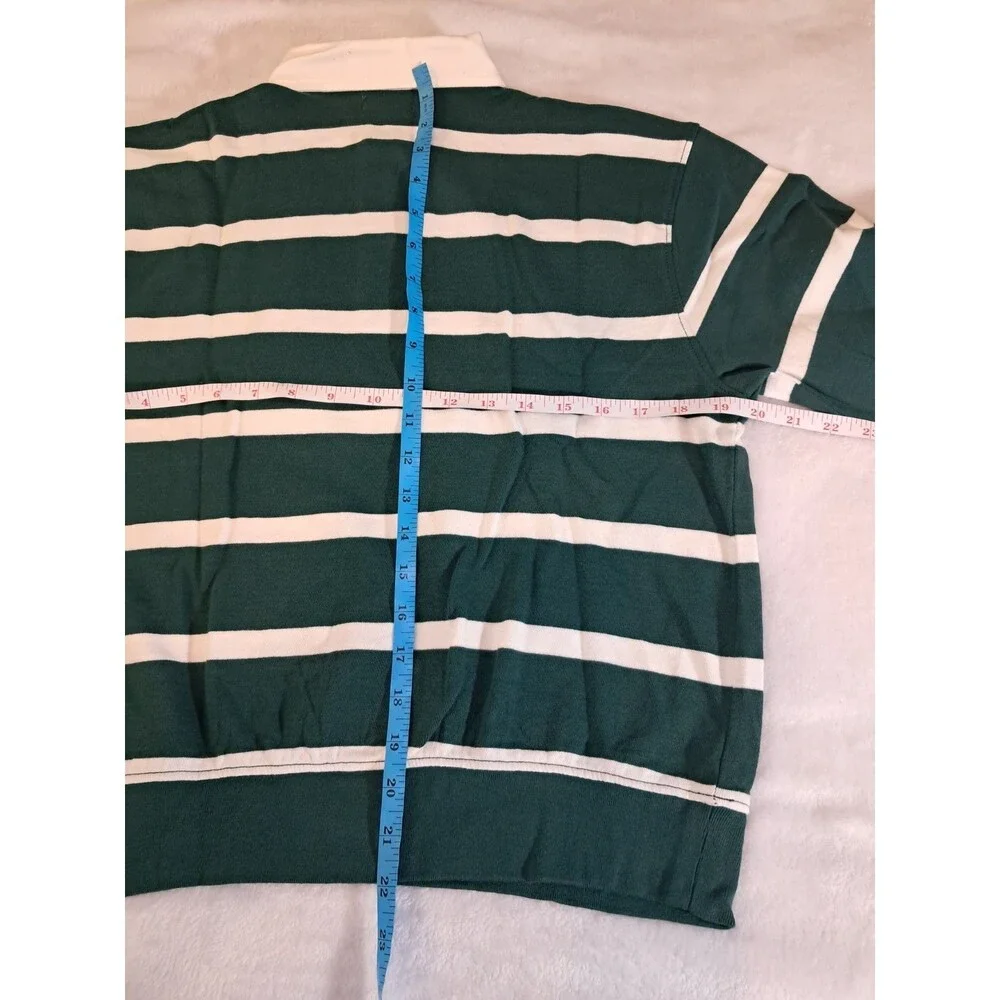 Crewcuts Kids Junior Varsity Rugby Sweatshirt Size XL (12-13) Green Ivory NWT